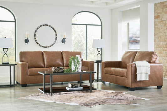 Bolsena Caramel GENUINE LEATHER Sofa and Loveseat 55603