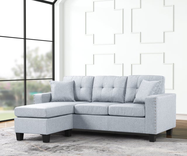 Cris Light Grey Linen Reversible Sectional