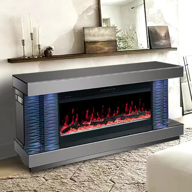 A90 GREY TV STAND W/FIREPLACE