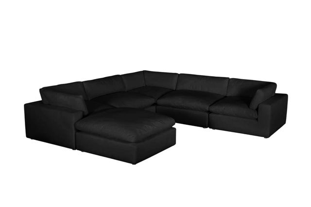 XL Cloud Black Sectional with Ottoman