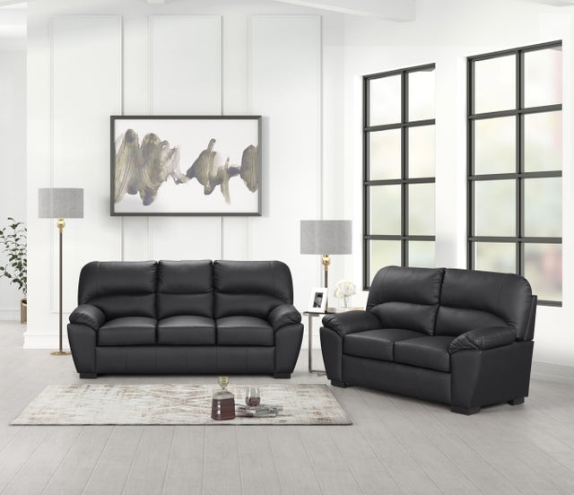 Tiffany  Black Leather Living Room Set