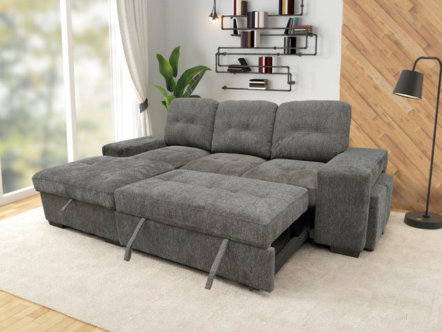 Kevin Grey Sectional With Pull-Out Bed