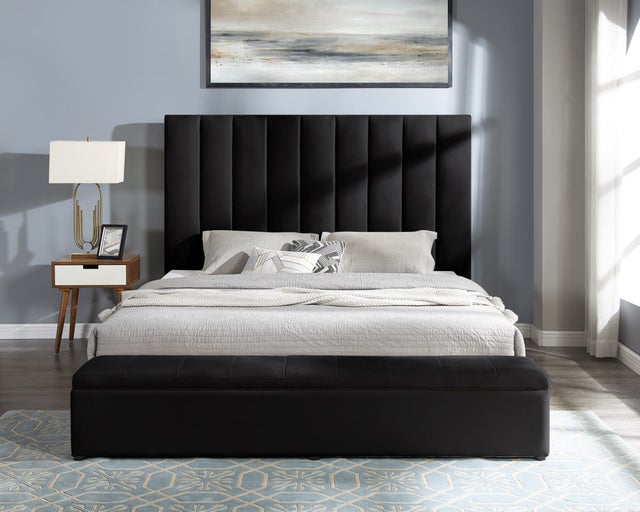 Valencia Black Velvet King Platform Bed