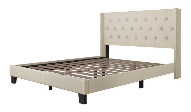 Katy King Platform Bed Beige HH740