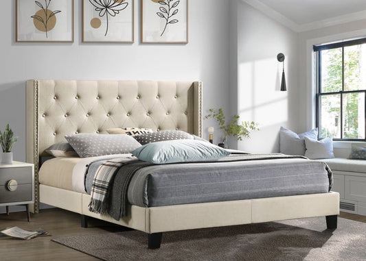 Katy King Platform Bed Beige HH740