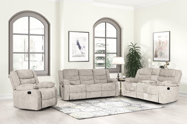 Oliver Beige Fabric 3pc Reclining Set