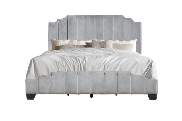 HH970 Grey Velvet Platform Bed with  Side Drawer Storage