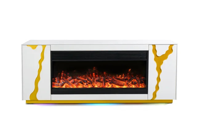 A904 TV STAND W/FIREPLACE (WHITE)