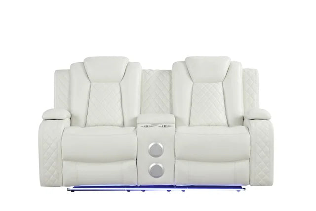 Luz White BLUETOOTH SPEAKERS/LED  3pc Reclining Set