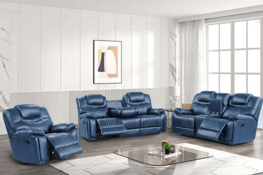 Galveston OVERSIZED Blue 3pc Reclining Set