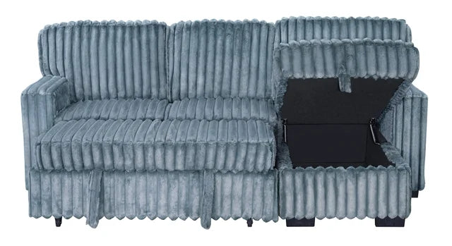 Poland Blue Reversible Sectional With Pull-Out Bed