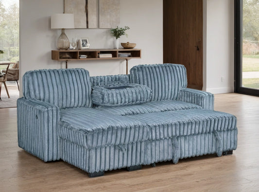 Poland Blue Reversible Sectional With Pull-Out Bed