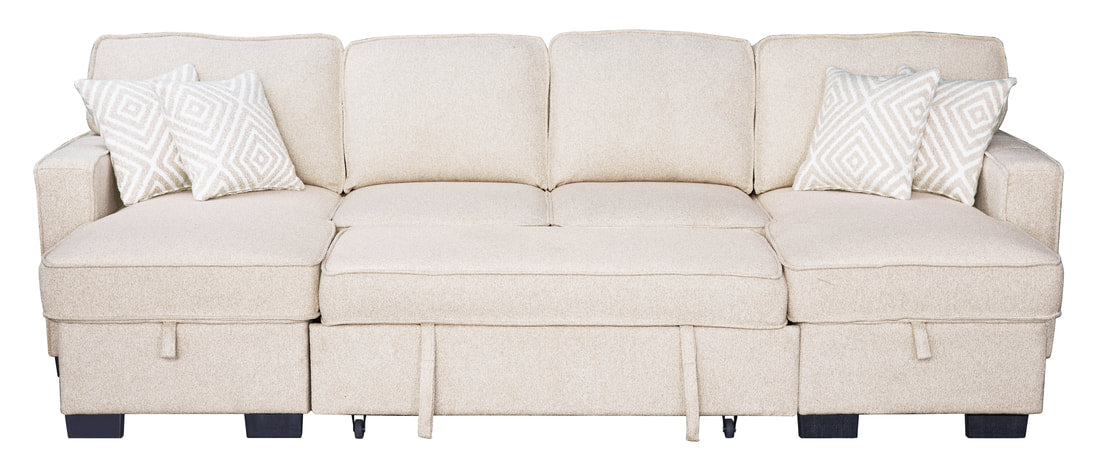 Sahara Beige  Double Storage Chaise Sectional