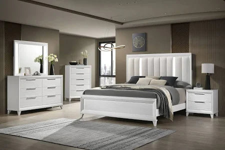 Cressida White LED Upholstered Panel Bedroom Set B7300