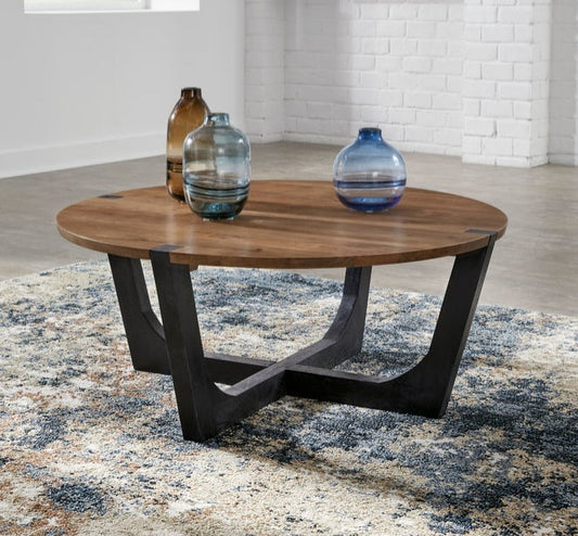 Hanneforth Brown/Black Coffee Table T726