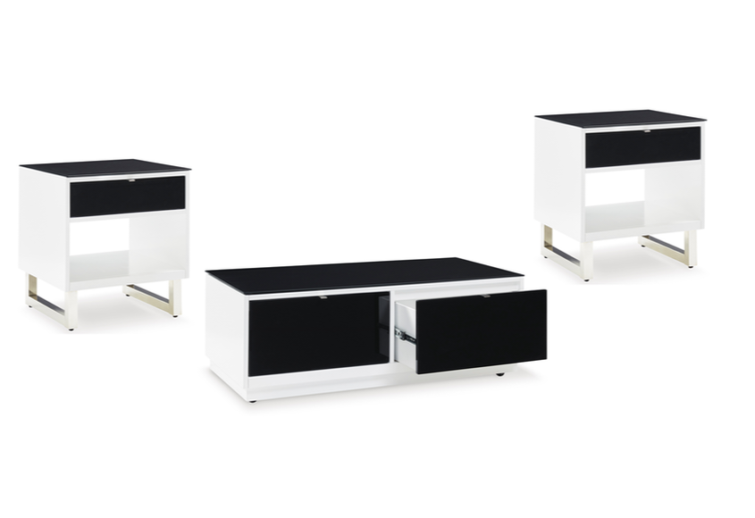 Gardoni Black/White 3pc Occasional Table Set T756