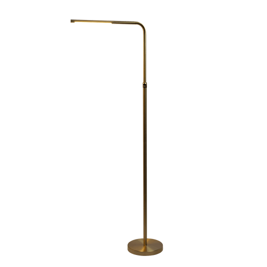 Verve Brassed Gold Floor Lamp with On/Off Switch Adjustable Led Round Base