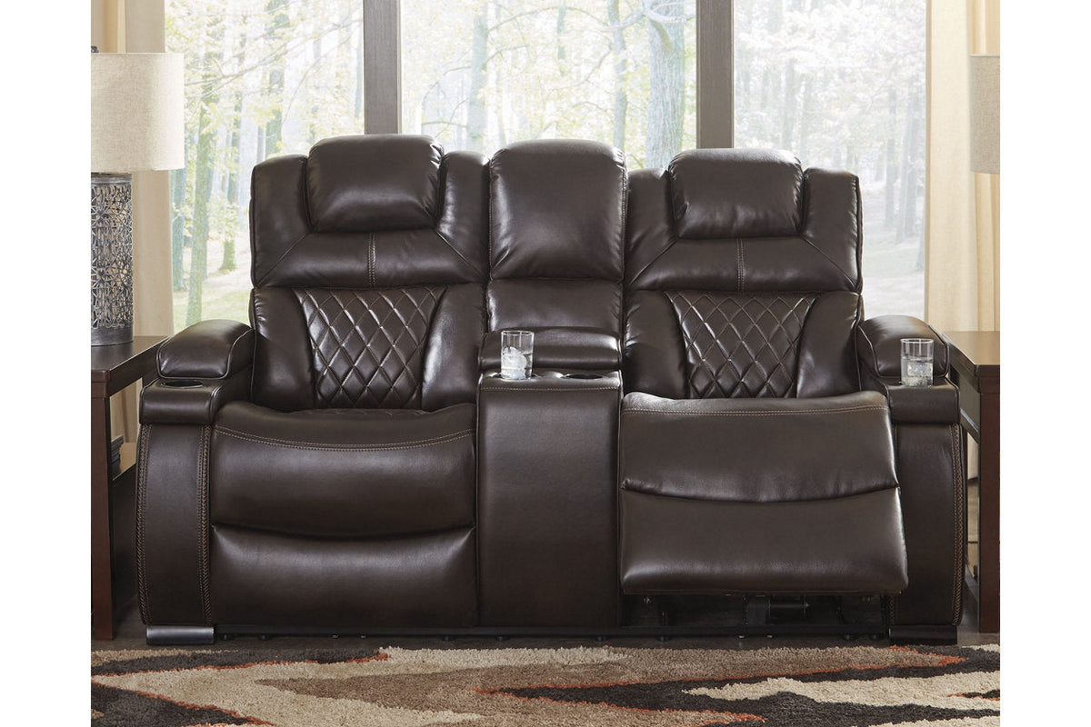 Warnerton Chocolate POWER Reclining Sofa and Loveseat 75407