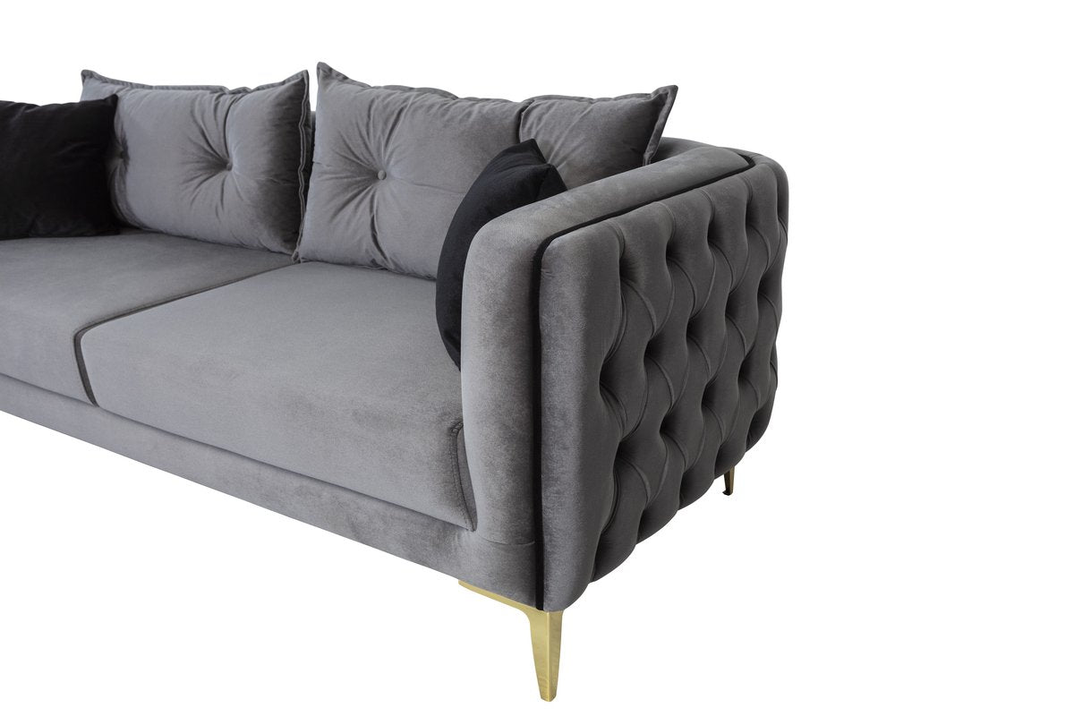 Jasmine Gray Velvet Sofa & Loveseat