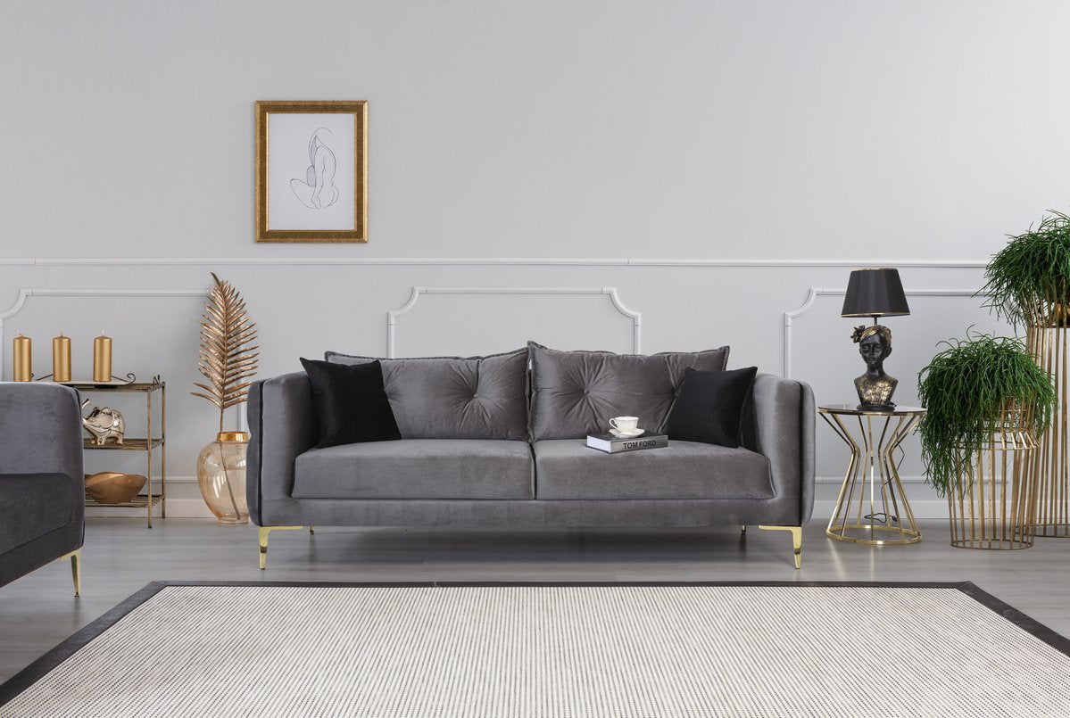 Jasmine Gray Velvet Sofa & Loveseat