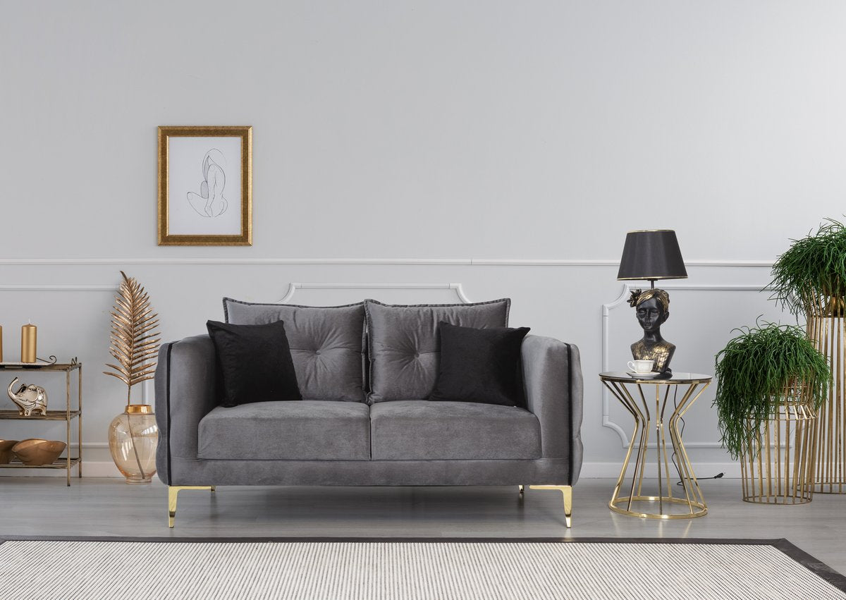 Jasmine Gray Velvet Sofa & Loveseat