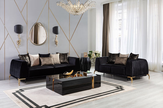 Giselle Black Velvet Sofa & Loveseat