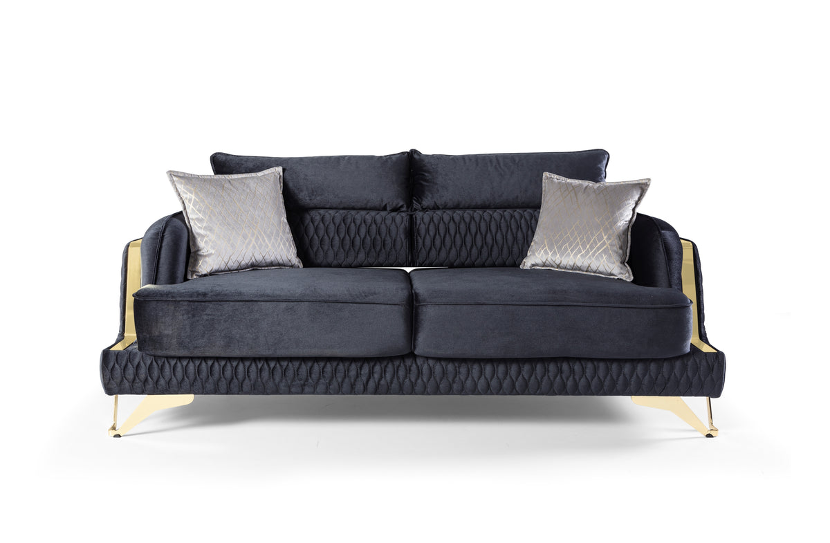 Nessa Gray Velvet Sofa & Love Set