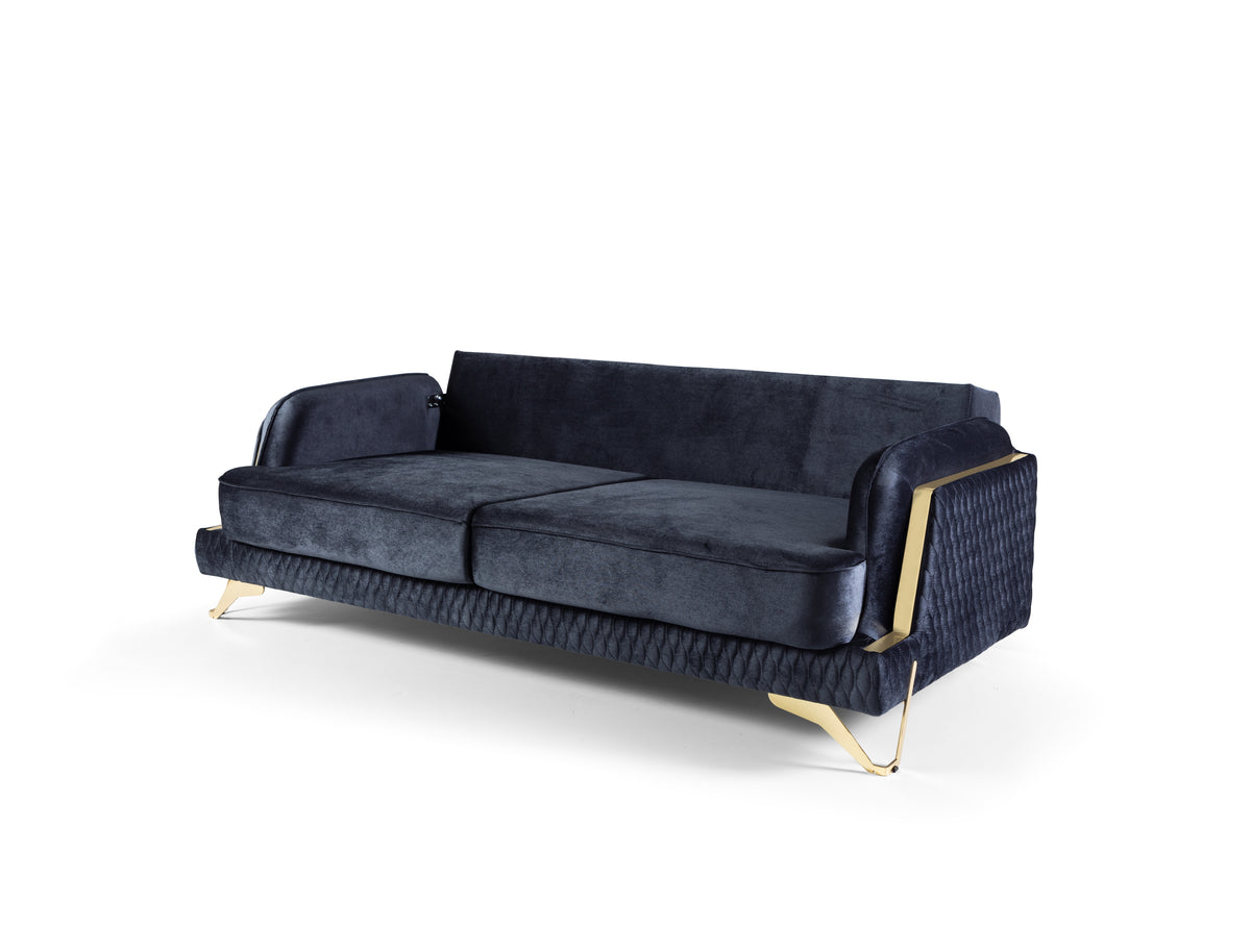 Nessa Gray Velvet Sofa & Love Set