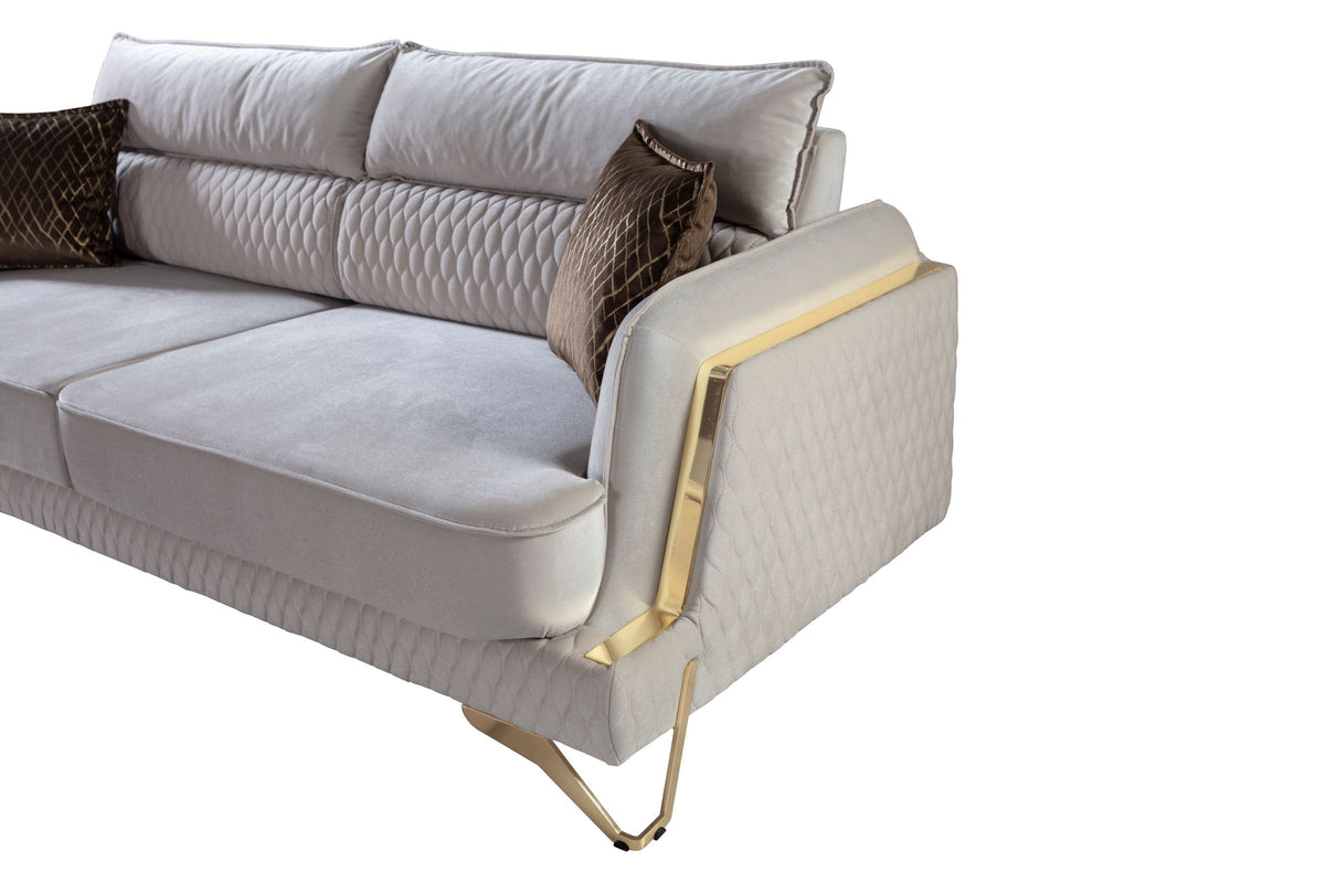 Nessa Cream Velvet Sofa & Love Set