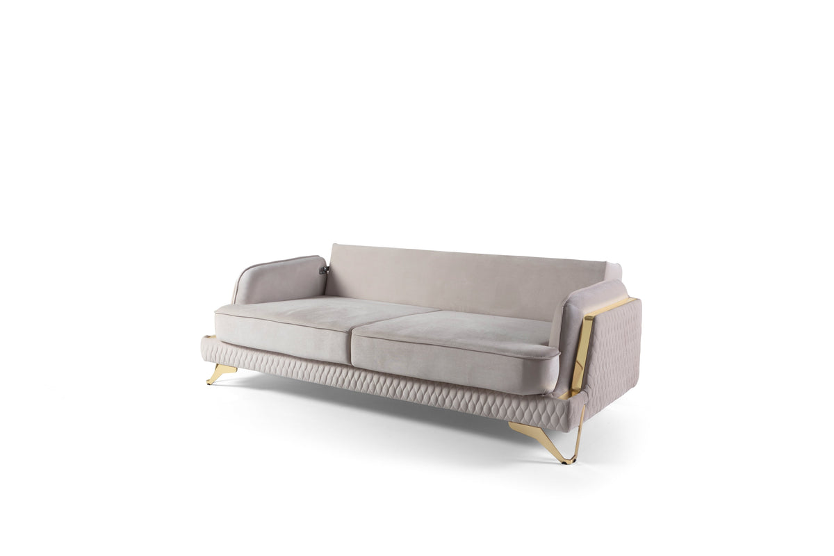 Nessa Cream Velvet Sofa & Love Set