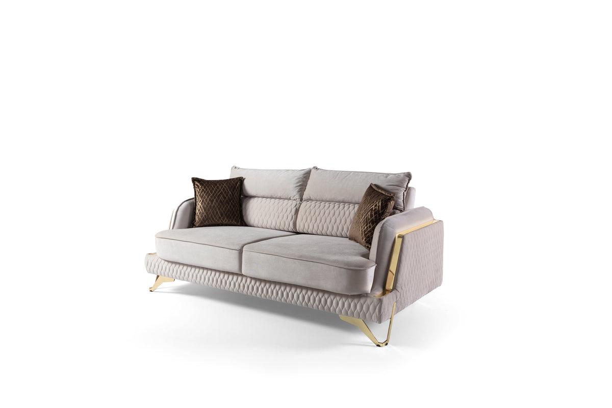 Nessa Cream Velvet Sofa & Love Set