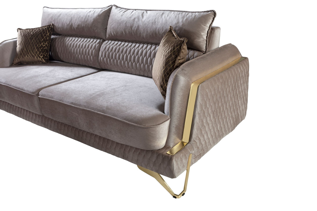 Nessa Mocha Velvet Sofa & Love Set