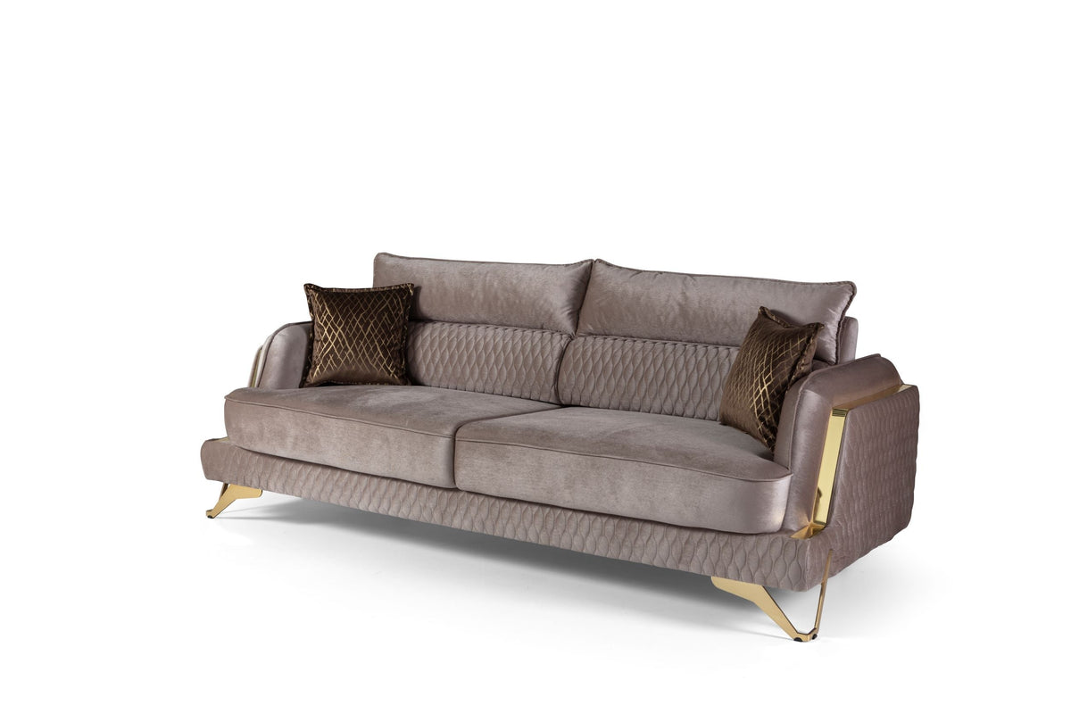 Nessa Mocha Velvet Sofa & Love Set