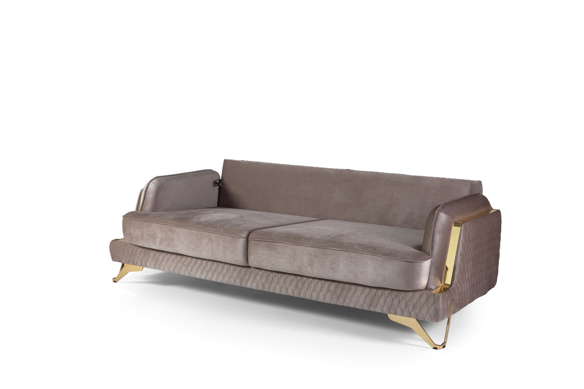 Nessa Mocha Velvet Sofa & Love Set