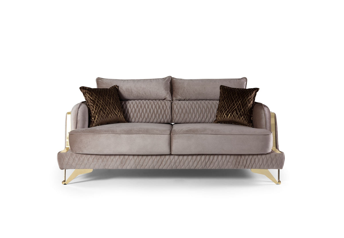 Nessa Mocha Velvet Sofa & Love Set