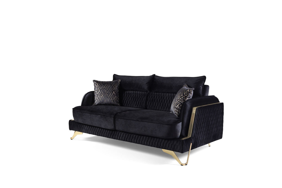 Nessa Blue Velvet Sofa & Love Set