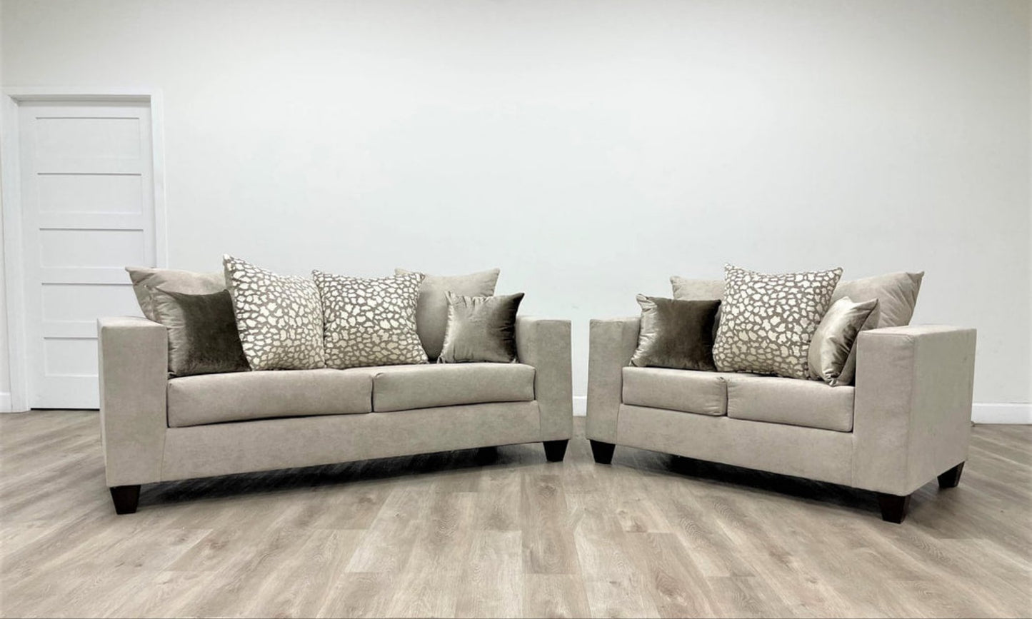 Monroe Hollywood Khaki Sofa and Loveseat 110