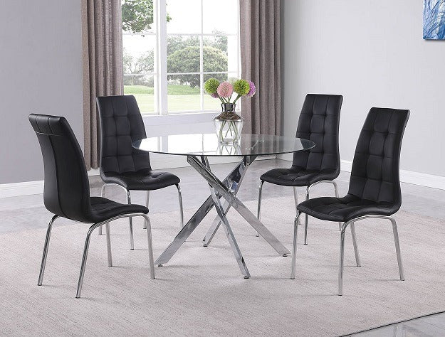 Jetta Black Round Glass-Top Dining Room Set 1172