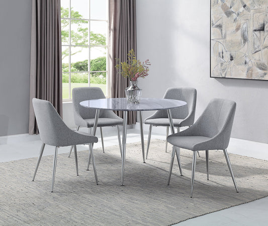 Tola Silver Glass-Top Round Dining Set 1173