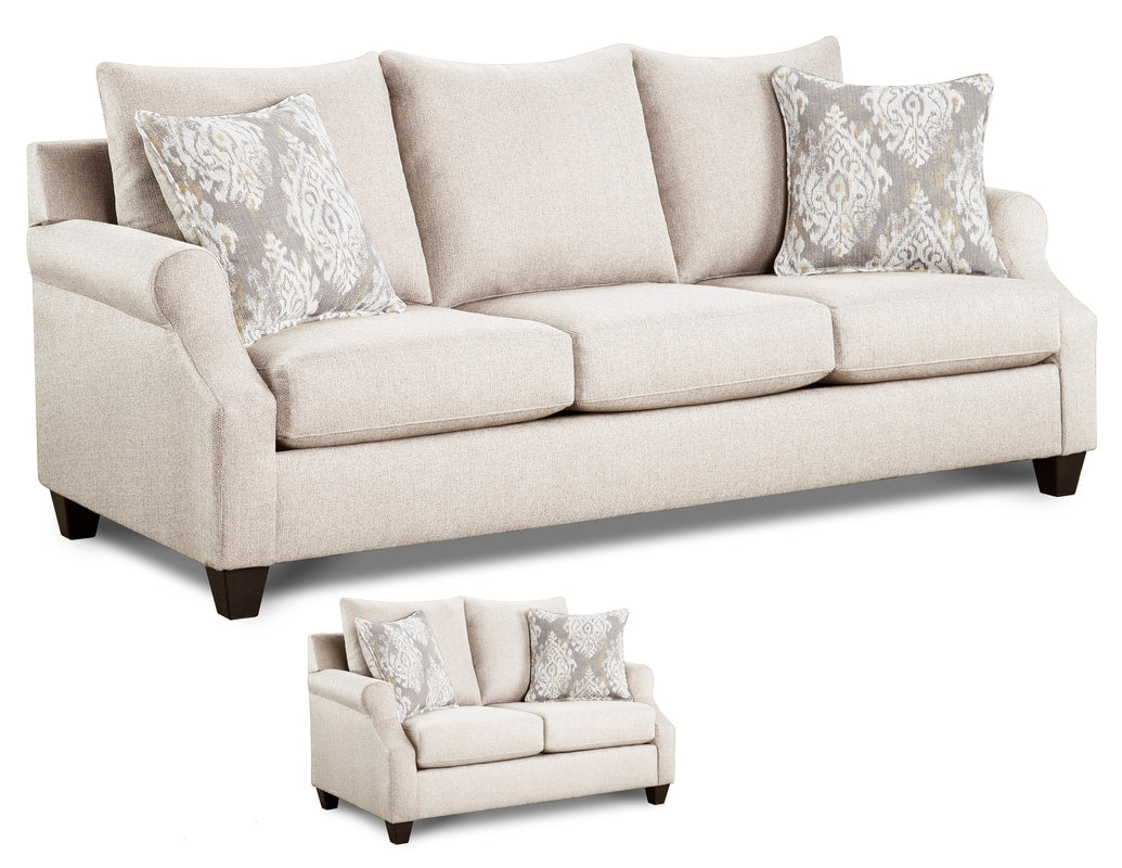 Megan Cream Fabric Sofa and Loveseat 1190