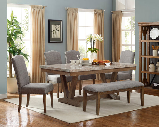 Vesper Brown/Gray Marble Rectangular Dining Set | 1211