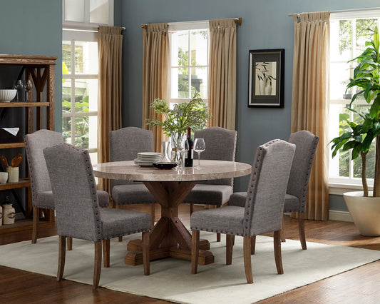 Vesper Brown/Gray Marble Round Dining Set | 1211