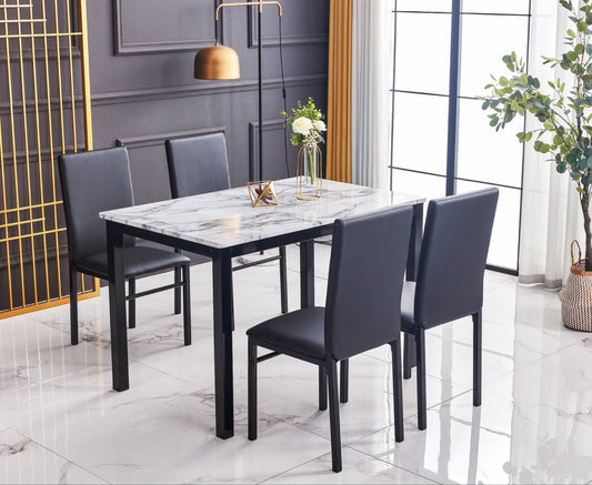 Aiden White/Black 5pc Rectangular Dining Set 1217