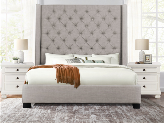 Franco  Grey Velvet Queen Upholstered Bed SH229