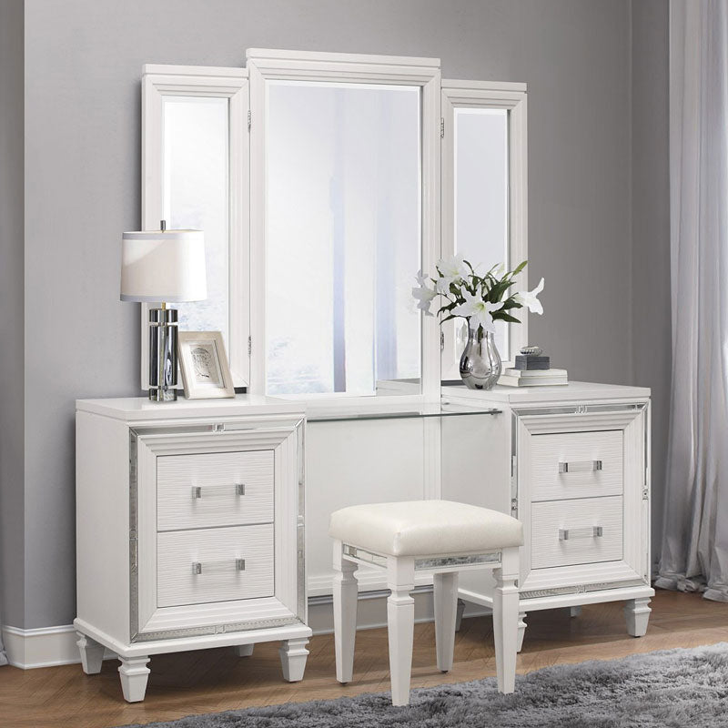 Tamsin White Vanity Set with Stool