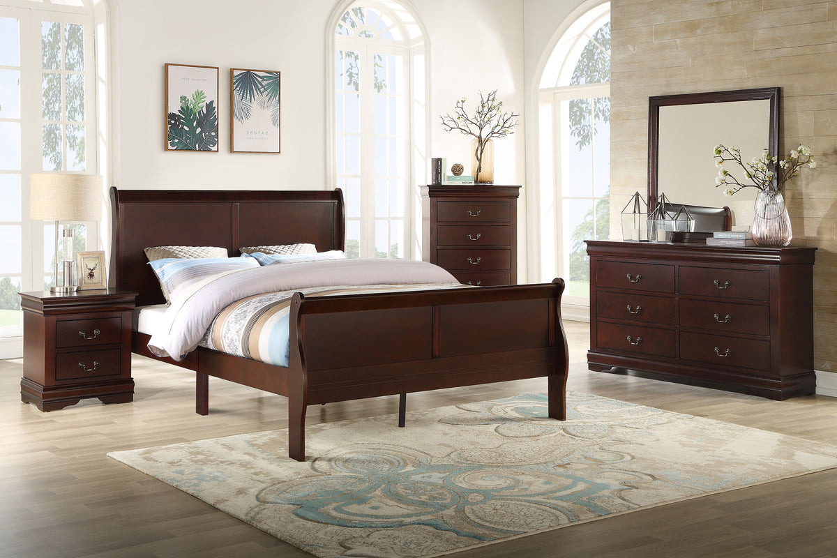 Louis Philip Cherry Sleigh Bedroom Set B3850 - Harwin Furniture