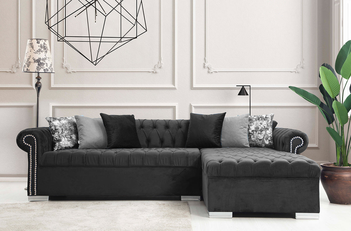 Icarus Black Velvet Sectional