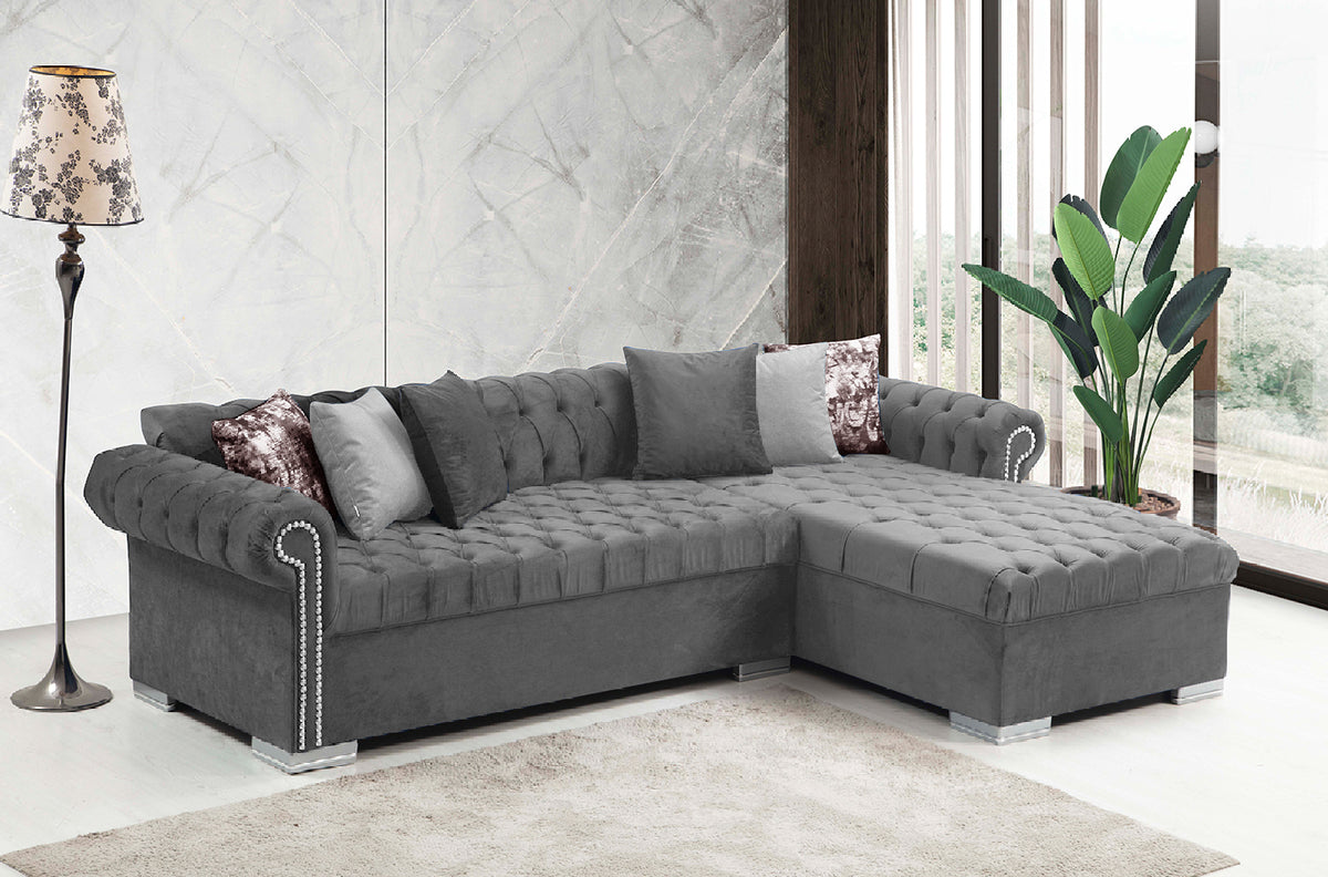 Icarus Gray Velvet Sectional