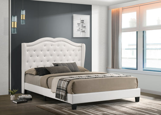 Paradise White PU Full Platform Bed