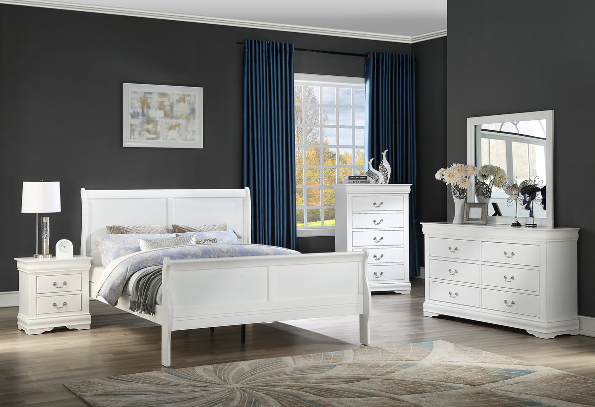 Louis Philip White Sleigh Bedroom Set B3650 - Harwin Furniture